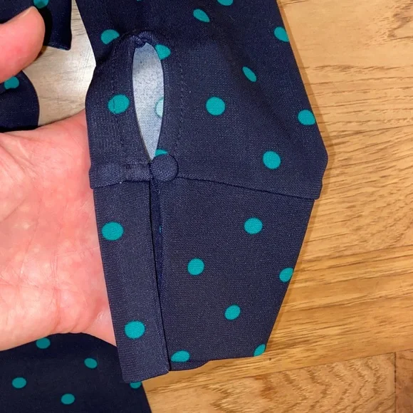 Ann Taylor Dark Blue Dress with Teal Dots - Picture 5 of 7